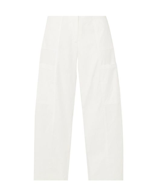 St. Agni White Utility Belted Cotton-Blend Wide-Leg Pants