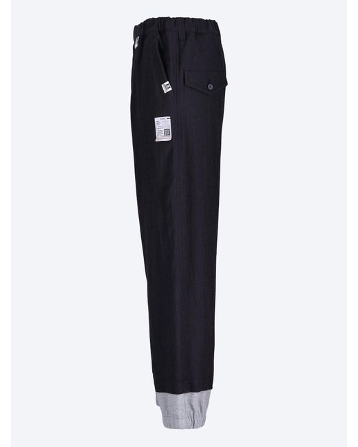 Maison Mihara Yasuhiro Black Elastic Waist Casual Pants for men