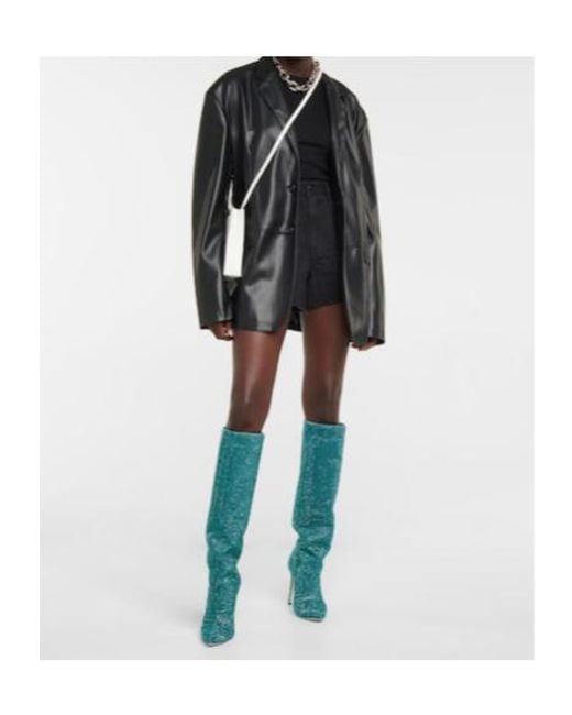 Paris Texas Green Holly Embellished Knee-High Boots