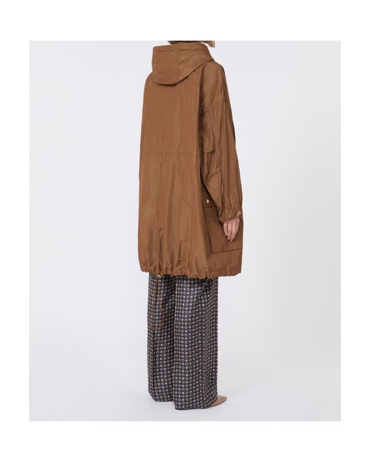 Max Mara Brown Cotton-Blend Faille Parka