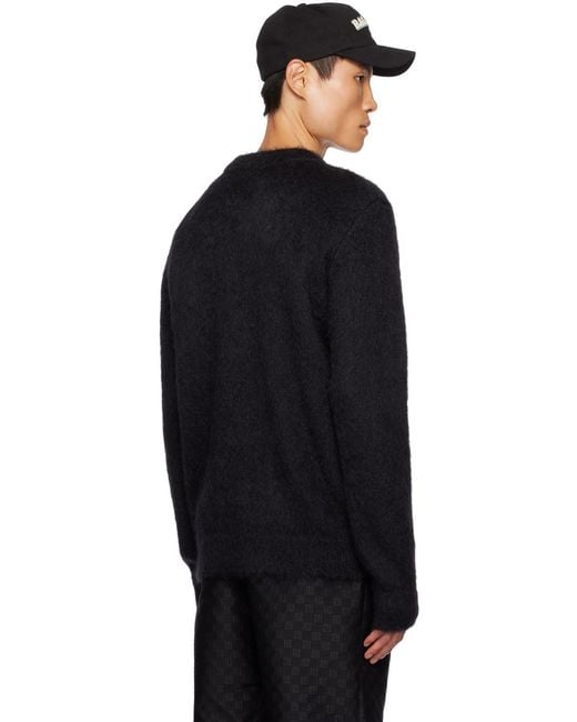 Balmain Black Retro Logo Intarsia Jumper for men