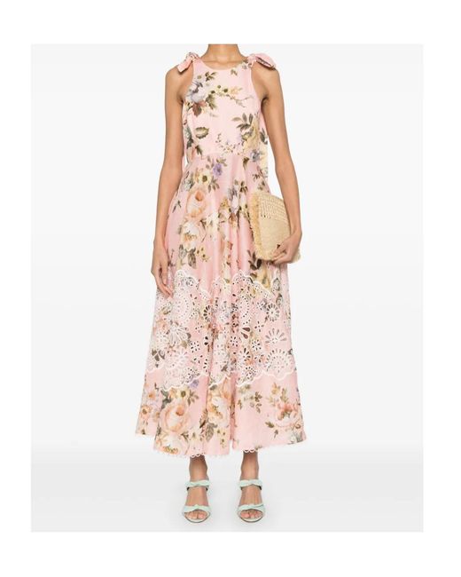 Zimmermann Pink Acacia Broderie Midi Dress