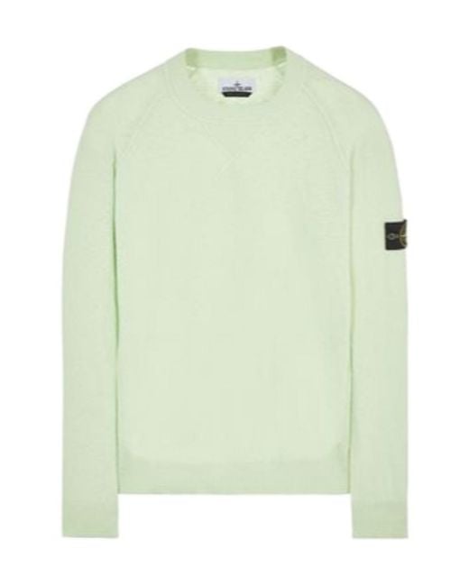 Stone Island Green Compass-Logo Cotton-Blend Jumper for men