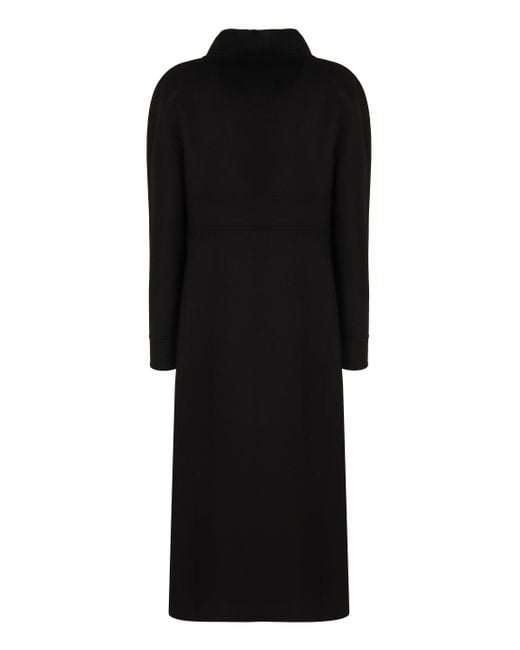 Valentino Black Double-Breasted High Neck Coat