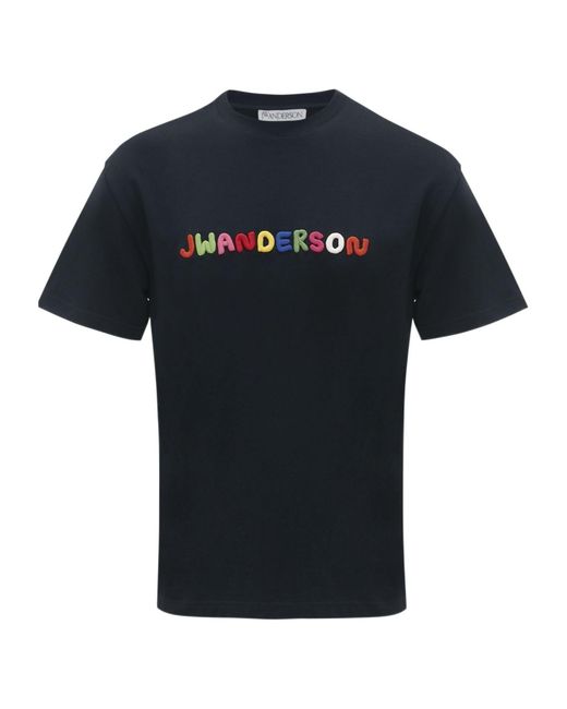 J.W. Anderson Black Jw Anderson Logo Embroidered T-Shirt for men