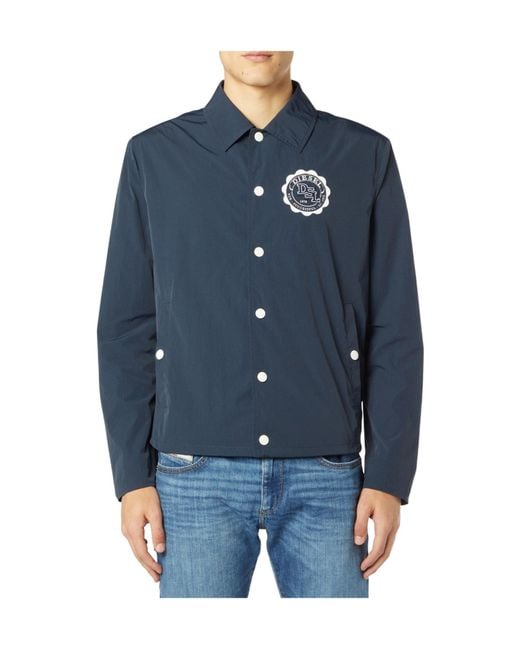 DIESEL Blue Solid Overshirt for men