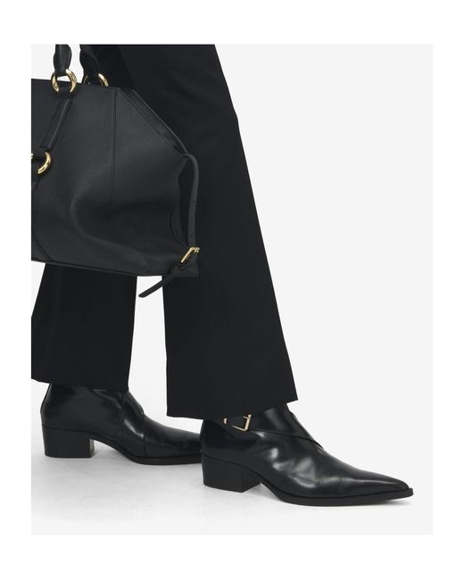 McQueen Black Pointed-Toe Buckle Ankle Boots for men