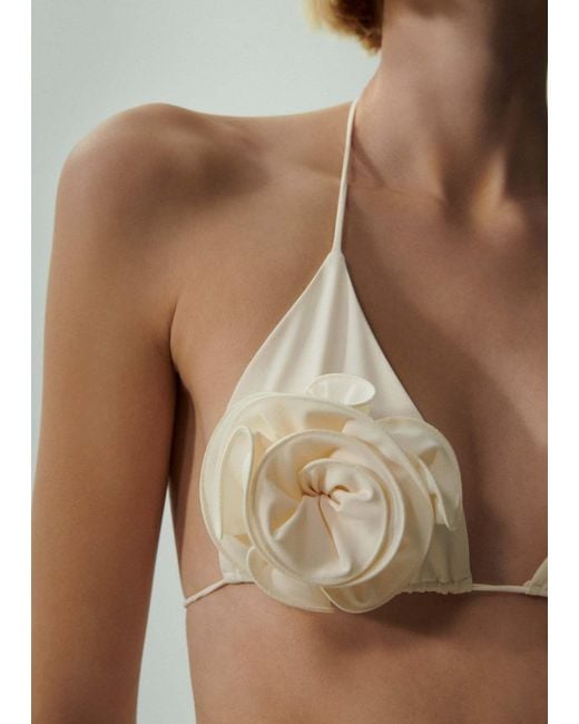 Magda Butrym White Floral Strappy Triangle Bikini Top