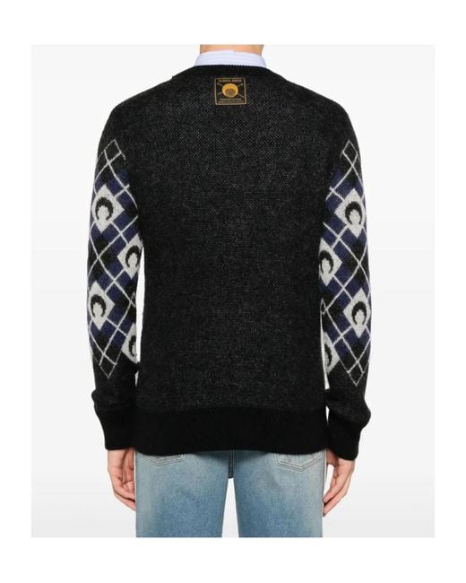 MARINE SERRE Black Moon Argyle Knit Sweater for men