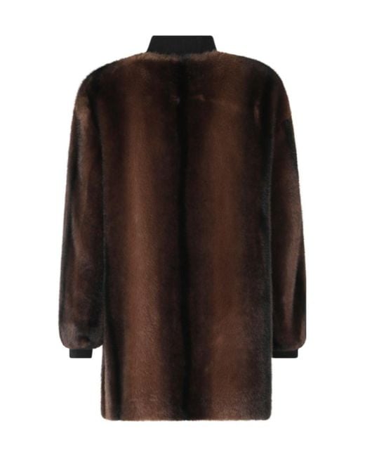 ERMANNO FIRENZE Brown Faux-Fur Zip-Up Jacket