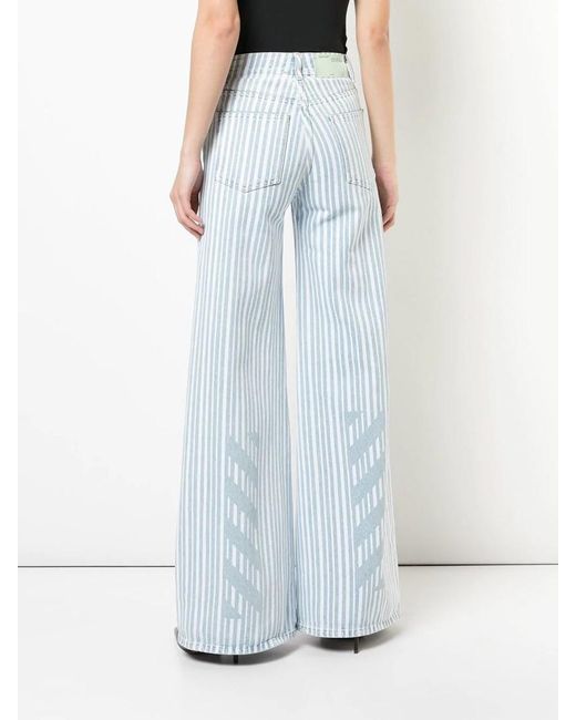 Off-White c/o Virgil Abloh Blue Striped Wide Leg Jeans