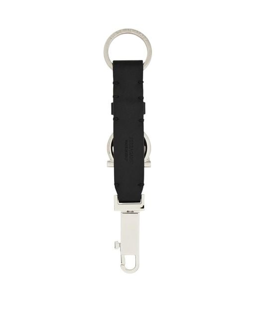 Ferragamo White Ferragamo Logo Engraved Keyring for men
