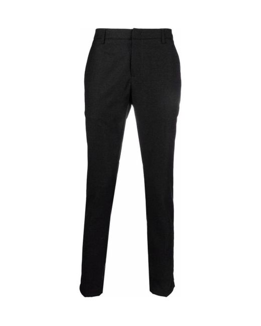 Dondup Black Mid-Rise Slim-Fit Tailored Trousers for men
