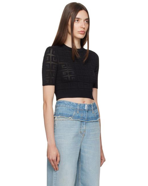 Givenchy Black Logo Detailed Cropped T-Shirt
