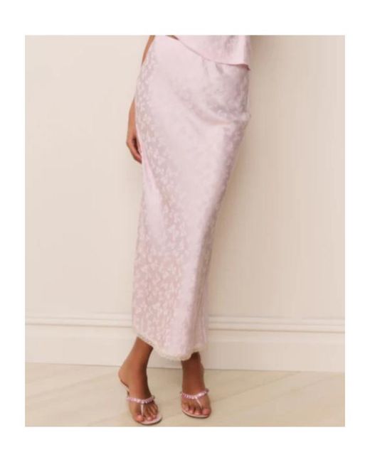 LoveShackFancy Pink Kalo Floral-Jacquard Skirt