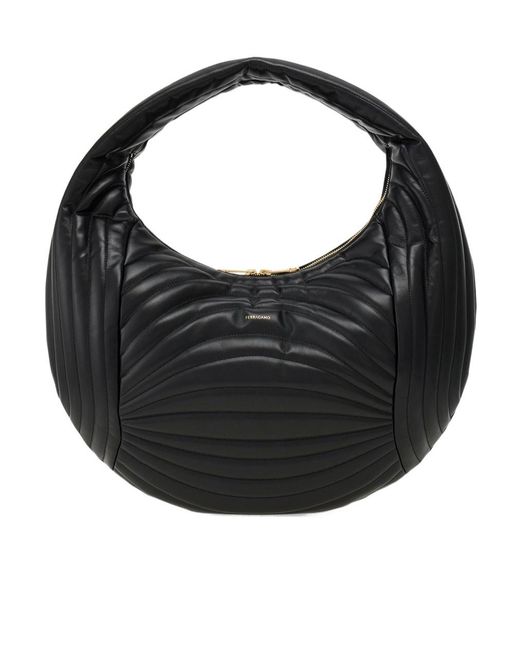 Ferragamo Black Large Quilted Shoulder Bag