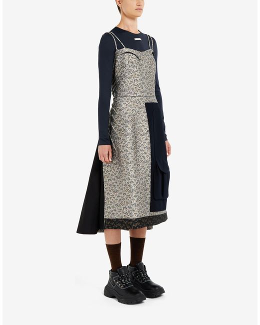 Maison Margiela Blue Floral-Embroidered A-Line Dress