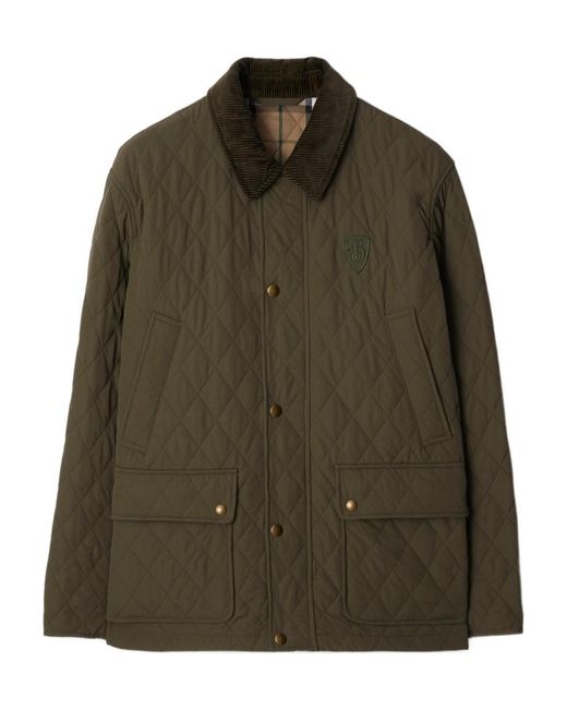 Burberry Green Logo Patch Quilted Jacket for men