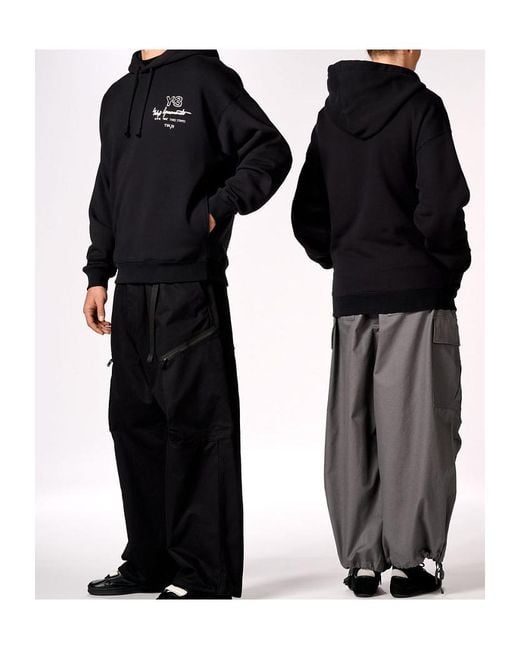 Y-3 Black Graphic-Print Hoodie for men