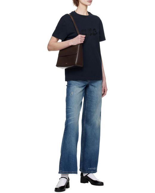 A.P.C. Blue Lenny Logo Embroidered T-Shirt for men