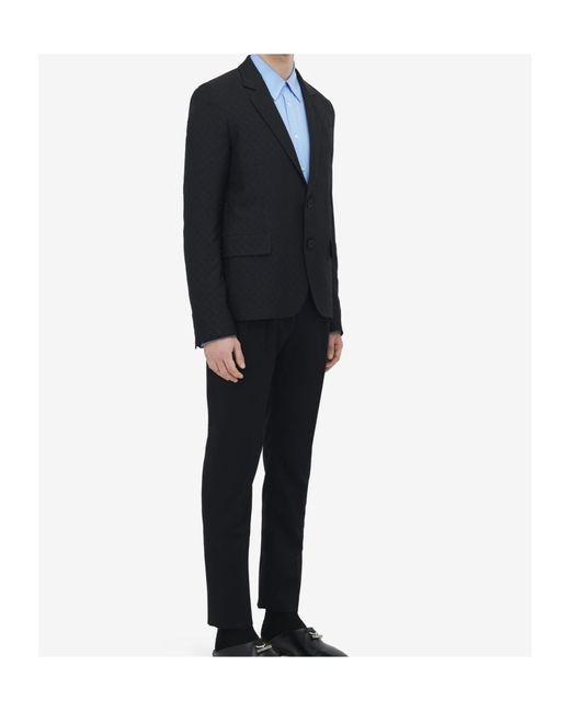 McQueen Blue Skull Jacquard Single Breasted Blazer for men