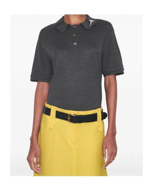Tory Burch Gray Oversized Silk Polo