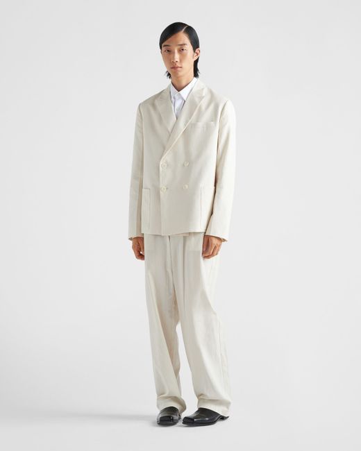 Prada White Double-Breatsed Long Sleeved Blazer for men