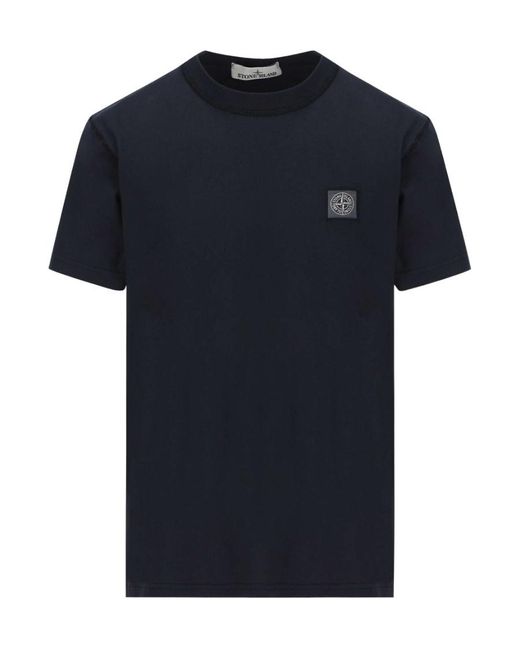Stone Island Blue Logo Short-Sleeved T-Shirt for men