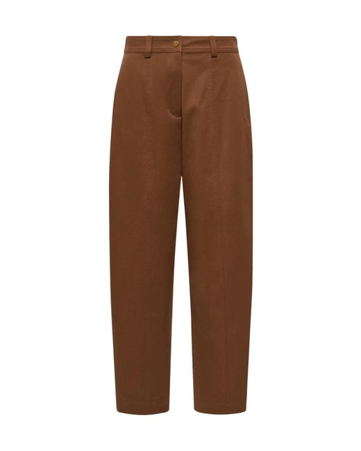 Moncler Brown Straight Leg Cotton Gabardine Pants