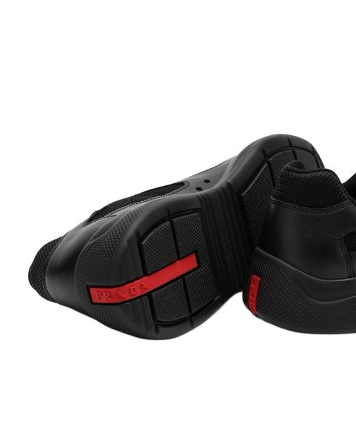 Prada Black Americas Cup Lace-Up Sneakers for men
