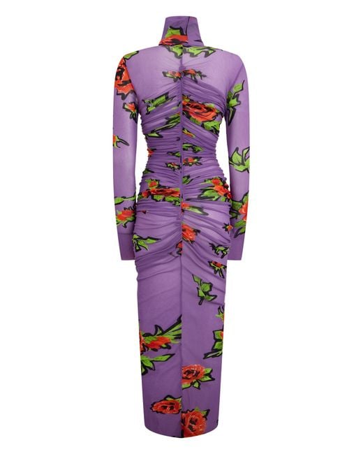 Philosophy Di Lorenzo Serafini Purple Ruched Floral Dress