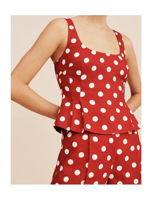 Posse Red Polka Dot Peplum Top