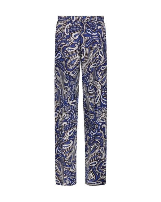 P.A.R.O.S.H. Blue P.A.R.O..H. Twill Stampa Foulard Pants