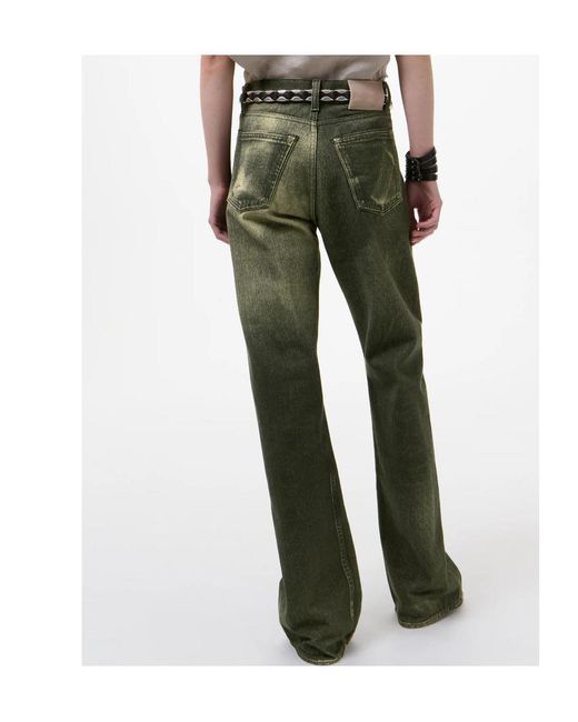 Our Legacy Green Aurora-Print Straight Leg Jeans