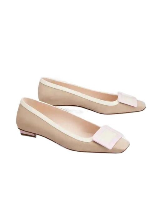 Roger Vivier Natural Belle Vivier Ballet Flats