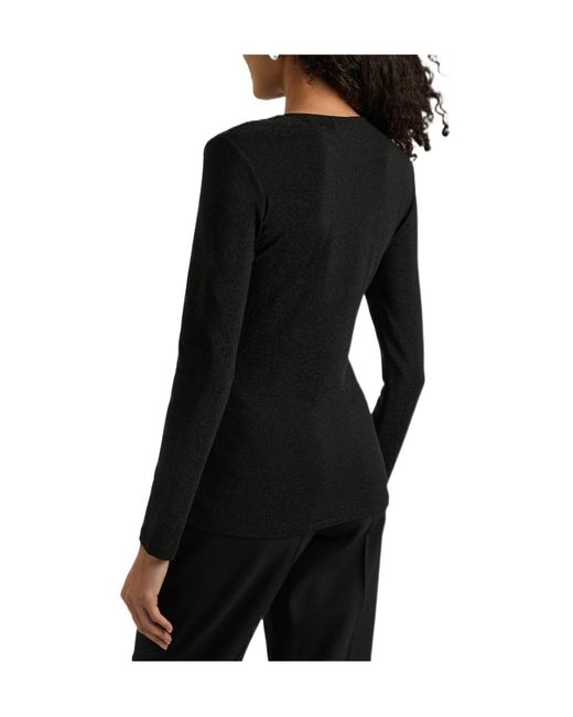 Diane von Furstenberg Black Ursula Knotted Lamé Top