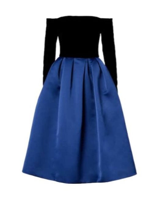Carolina Herrera Blue Off-Shoulder Crêpe And Satin Midi Dress