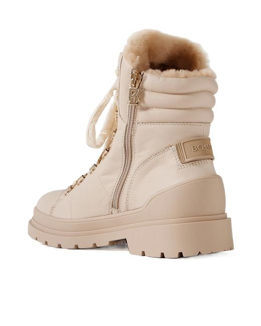 Bogner Natural Shearling-Lined Leather Ankle Boots