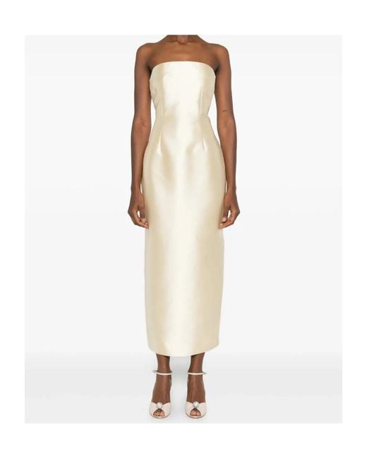 Solace London White The Renee Strapless Midi Dress
