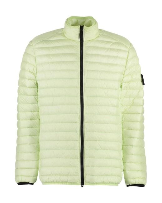 Stone Island Green Logo Patch Zip-Up Padded Jacket for men