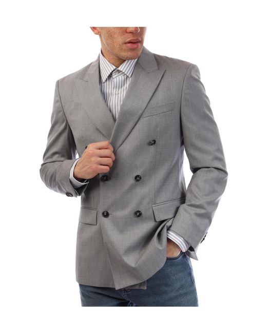 Boss Gray Double-Breasted Blazer for men