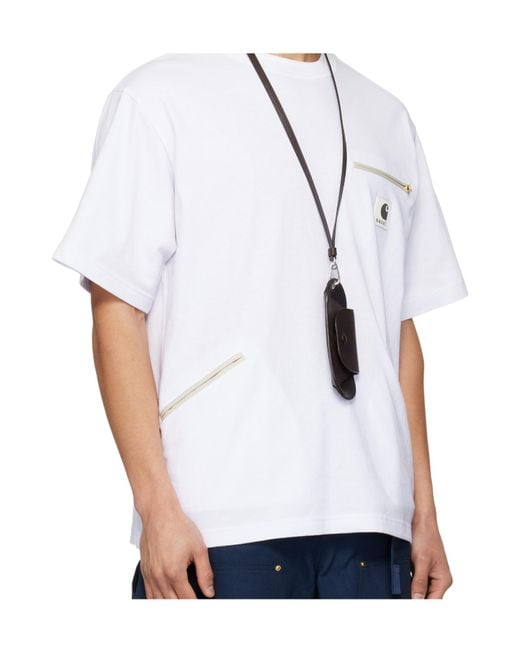 SACAI X CARHARTT WIP White Jersey T-Shirt for men