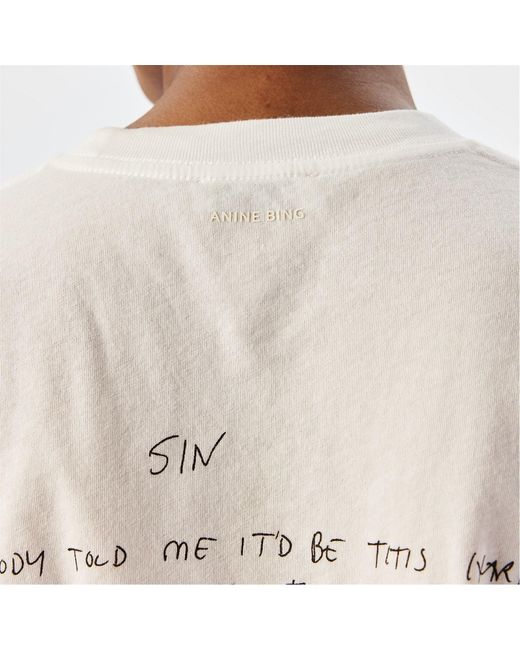 Anine Bing White Round Neck Short Sleeve T-Shirt