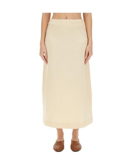 Jil Sander Natural High Low Hem Midi Skirt