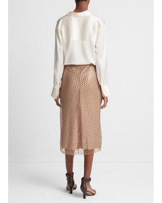 Vince Brown Beaded Sequined Skirt