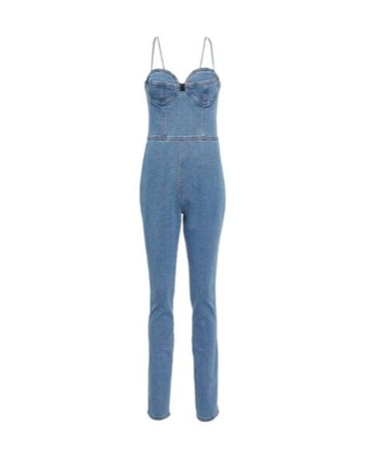 Magda Butrym Blue Bustier Denim Jumpsuit