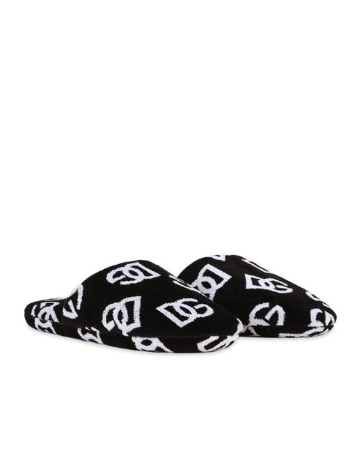 Dolce & Gabbana Black Logo Jacquard Slides for men