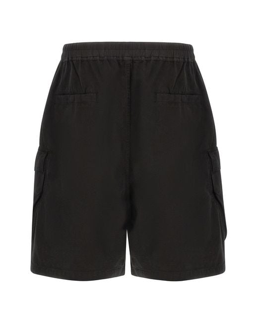 Rick Owens Black Cargobela Drawstring Bermuda Shorts for men