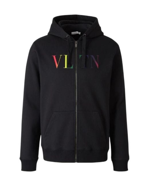 Valentino Black Vltn Printed Zipped Hoodie for men