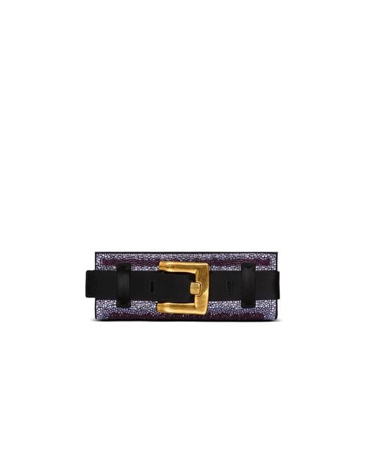 Balmain Black Anthem Crystal Satin Clutch